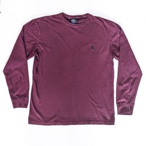 Polo By Ralph Lauren Maroon Long Sleeve Cotton Crew Neck T Shirt